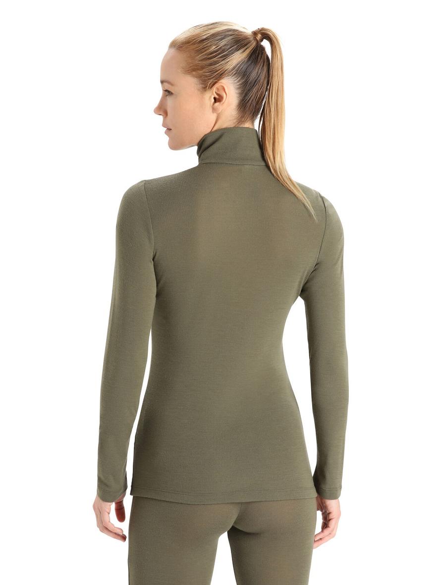 Base Layers Icebreaker Merino 175 Everyday Long Sleeve Half Zip Thermal Top Damskie Oliwkowe | PL 1085VRWD